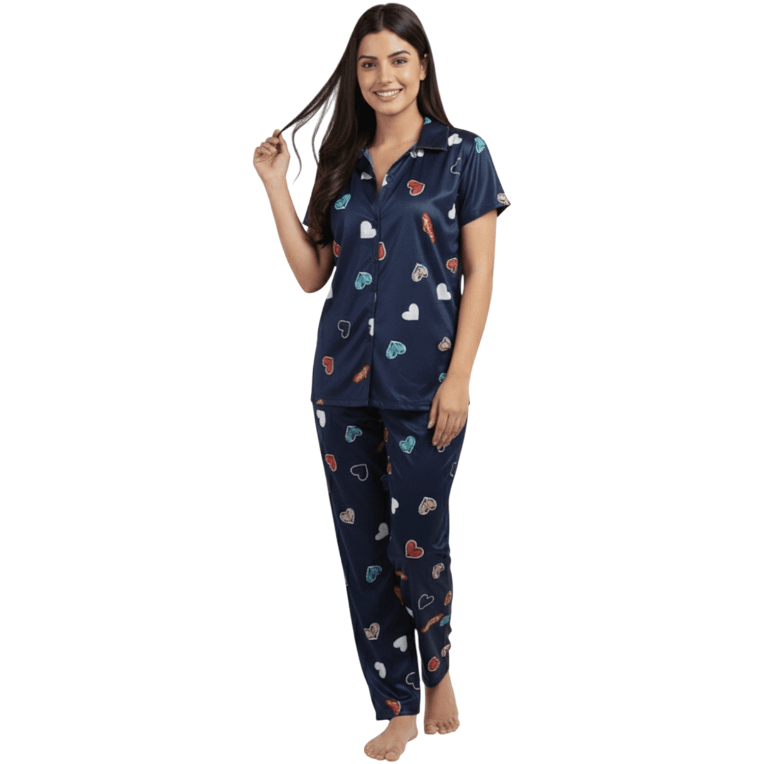 Hearts Print Pajama Set